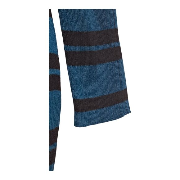 United States Sweaters XL V-Neck Pullover Turquoise Blue Black Striped Stretch - Picture 10 of 16